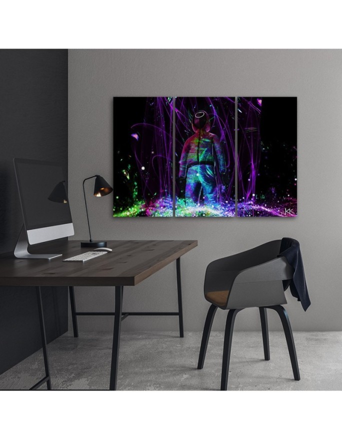 Obraz dla nastolatka trzyczęściowe - Neon gracz | FEEBY
