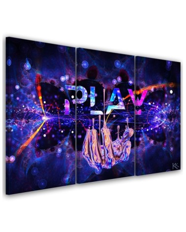 Gaming Canvas print triptych - Neon with the word Play | FEEBY