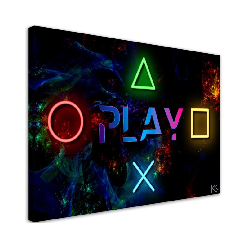 Obraz dekoracyjny - Napis play i przyciski do kontrolera | FEEBY