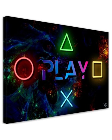 Decorative Canvas prints - Play lettering and controller buttons | FEEBY