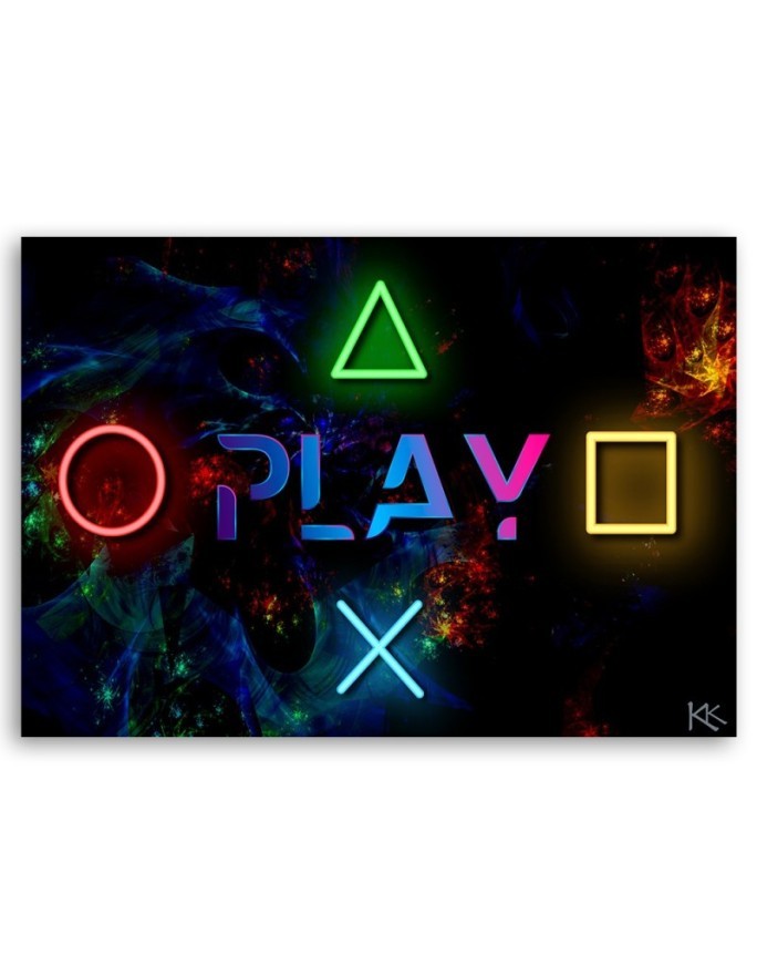 Obraz dekoracyjny - Napis play i przyciski do kontrolera | FEEBY