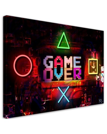 Modern Canvas painting for a gamer - Game Over lettering for a gamer | FEEBY