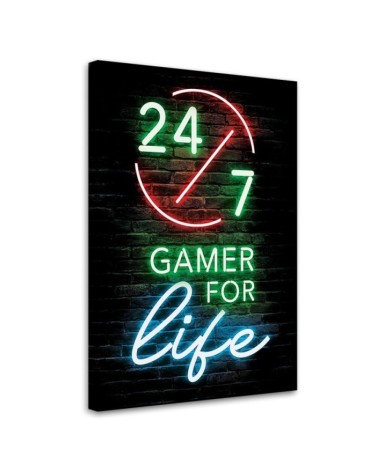 Neon Canvas prints for a teenager - Gamer for life lettering | FEEBY