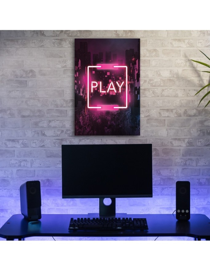 Obraz na ścianę - Różowy napis PLAY dla gracza | FEEBY