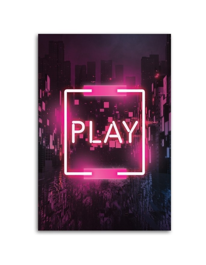 Obraz na ścianę - Różowy napis PLAY dla gracza | FEEBY