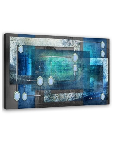 Wall art Canvas painting for office - Blue abstract for living room | FEEBY