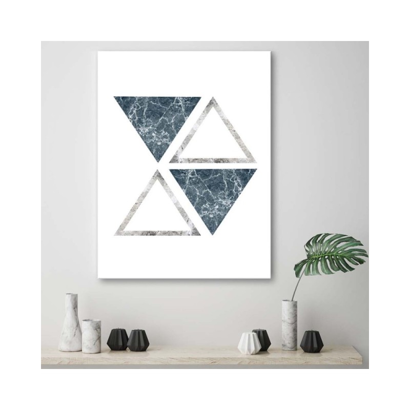 Wandbild für Wohnzimmer - Abstrakte Marmor-Dreiecke | Feeby