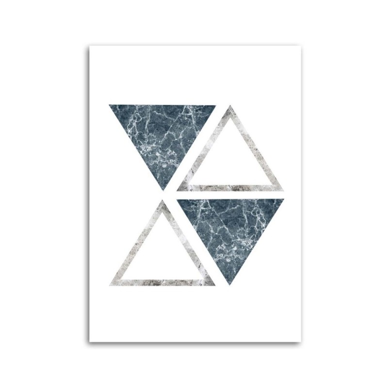Wandbild für Wohnzimmer - Abstrakte Marmor-Dreiecke | Feeby
