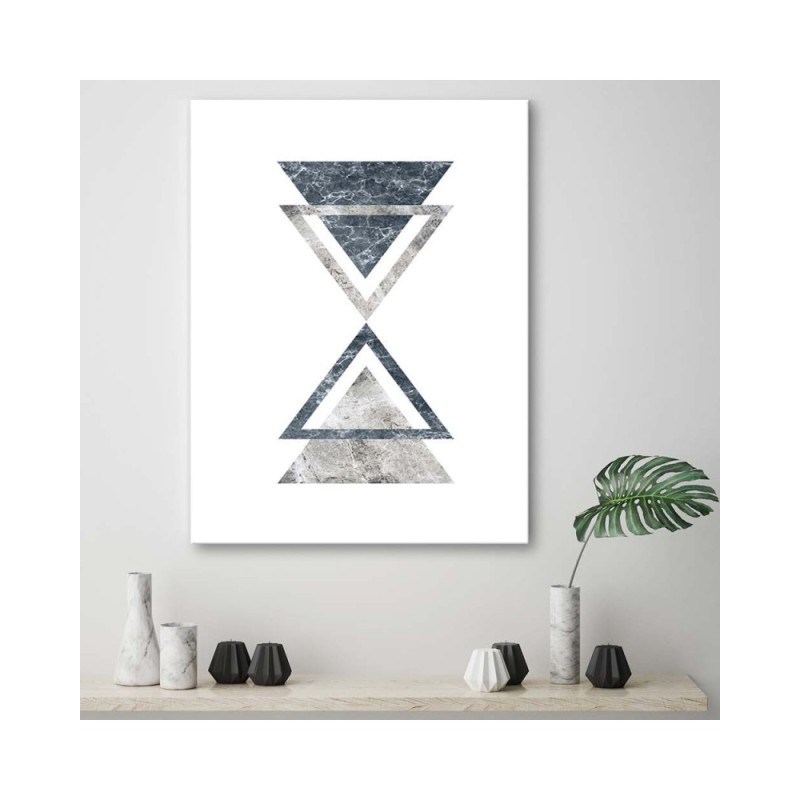 Modernes Wandbild - Abstrakt mit marmorierten Dreiecken | Feeby