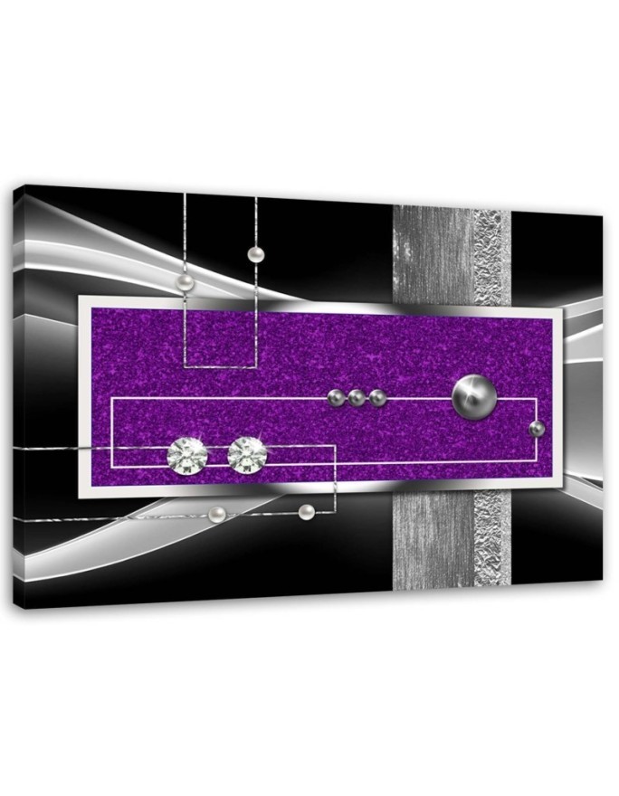 Modernes Wandbild - Lila Abstraktion mit Diamant und Perle | Feeby