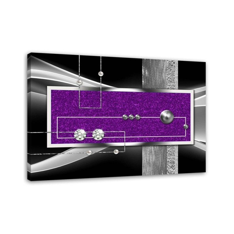 Modernes Wandbild - Lila Abstraktion mit Diamant und Perle | Feeby