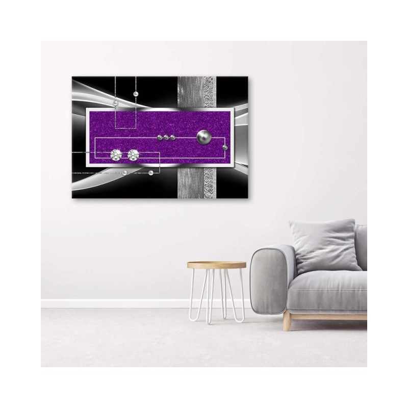 Modernes Wandbild - Lila Abstraktion mit Diamant und Perle | Feeby