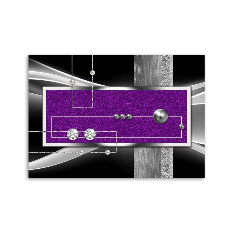Modernes Wandbild - Lila Abstraktion mit Diamant und Perle | Feeby