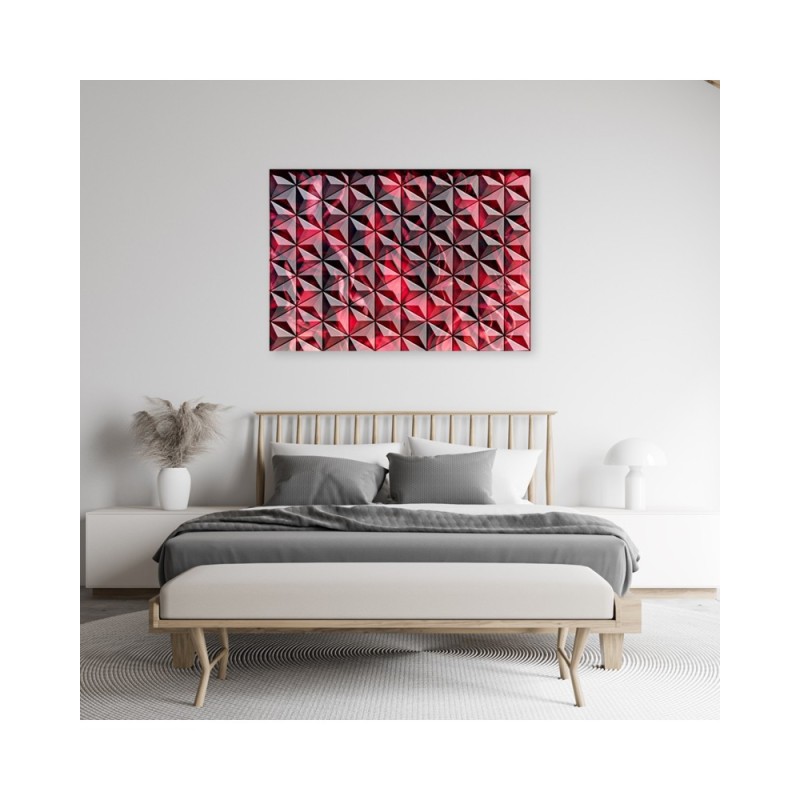 Wandbild für Wohnzimmer - Rote Geometrie | Feeby