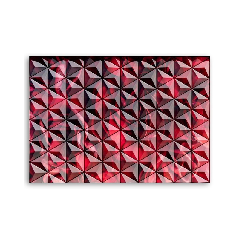 Wandbild für Wohnzimmer - Rote Geometrie | Feeby