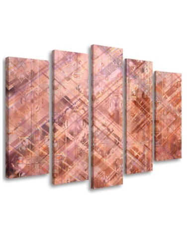 Canvas print of 5 parts for living room - Abstract geometric shapes | FEEBY