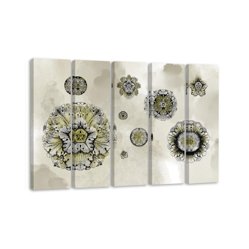 Wandbild für Wohnzimmer - Florale geometrische Formen | Feeby