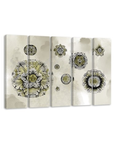 Five-piece wall painting - Floral geometric shapes | FEEBY