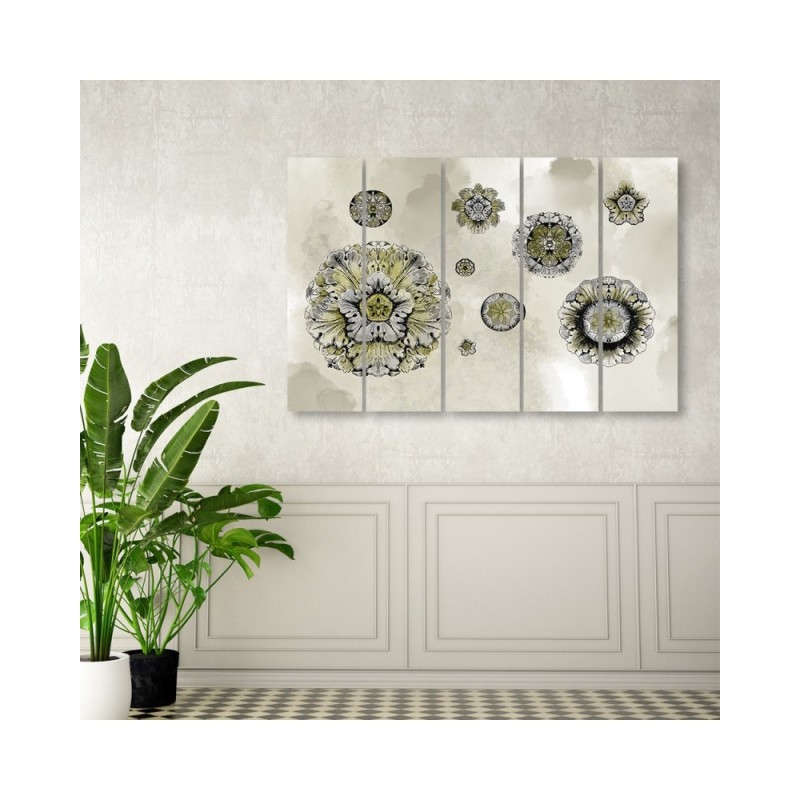 Wandbild für Wohnzimmer - Florale geometrische Formen | Feeby