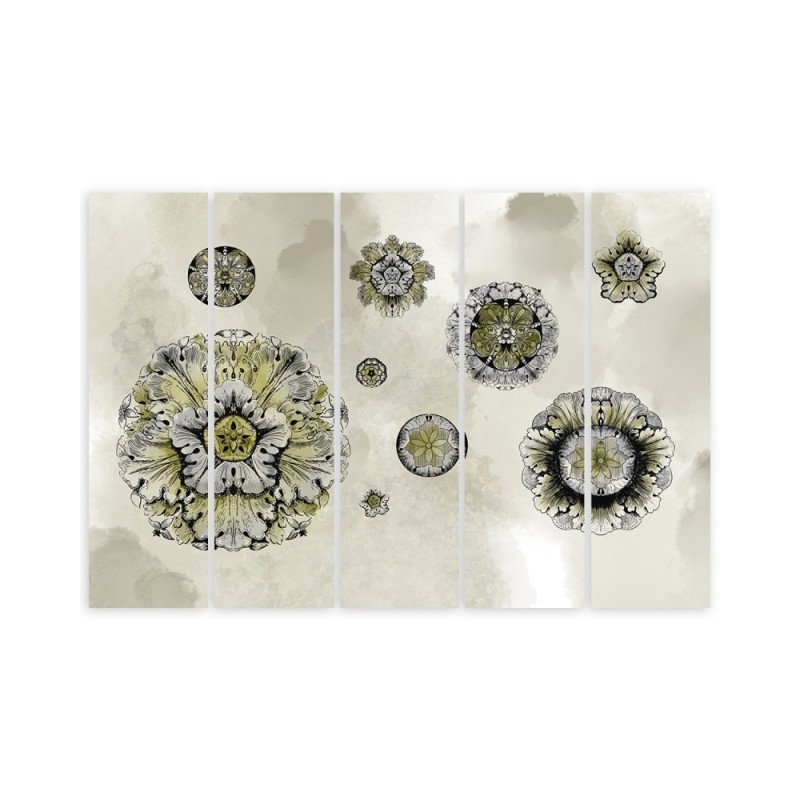 Wandbild für Wohnzimmer - Florale geometrische Formen | Feeby