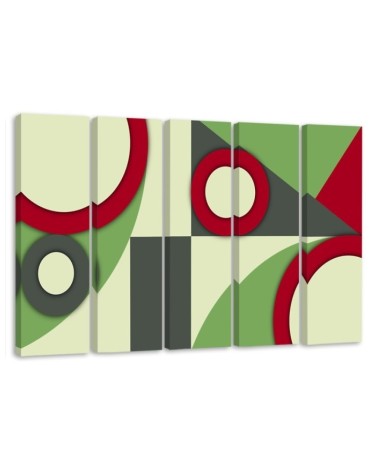 Painting on canvas 5 parts - Multicolored Geometric Abstract Shapes | FEEBY