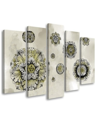 Five-piece wall painting - Floral geometric shapes abstract | FEEBY