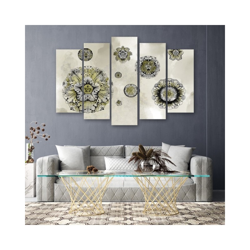 Bild auf Leinwand - Florale geometrische Formen | Feeby