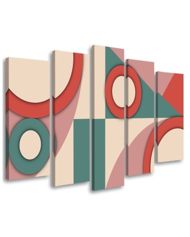 Modern pentaptic painting - Geometric coloured shapes | FEEBY