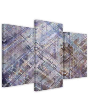 Wall art  triptych painting - Geometric shapes abstract | FEEBY