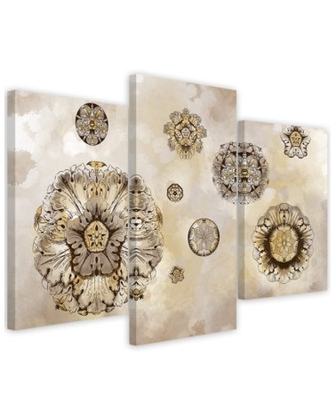 Triptych printed on canvas - Floral geometric shapes | FEEBY