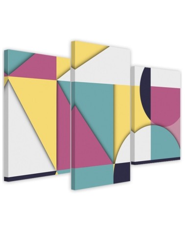 Modern Canvas painting 3 piece for living room - Geometric coloured shapes | FEEBY