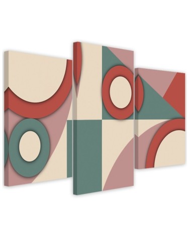 Triptych for living room - Geometric shapes abstract | FEEBY