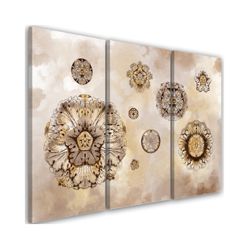 Canvas print triptych - Floral geometric shapes abstract | FEEBY