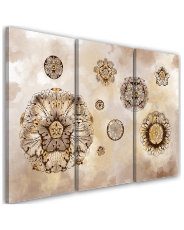 Canvas print triptych - Floral geometric shapes abstract | FEEBY