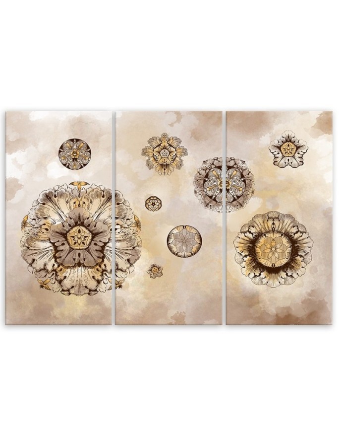Canvas print triptych - Floral geometric shapes abstract | FEEBY