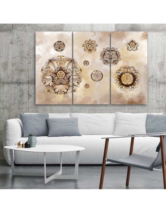 Canvas print triptych - Floral geometric shapes abstract | FEEBY