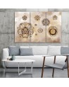 Canvas print triptych - Floral geometric shapes abstract | FEEBY