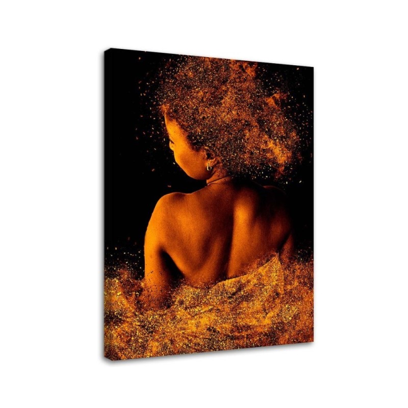 Leinwanddruck - Junge Frau in Goldstaub | Feeby