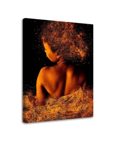 Stylish Canvas prints for the bedroom - Young woman in gold dust | FEEBY