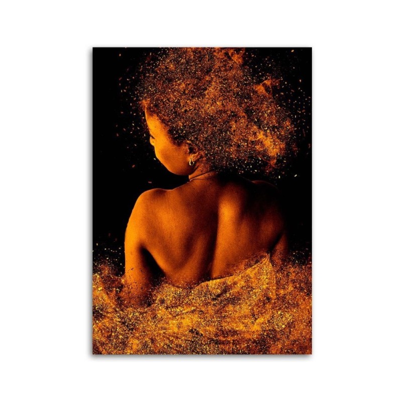 Leinwanddruck - Junge Frau in Goldstaub | Feeby