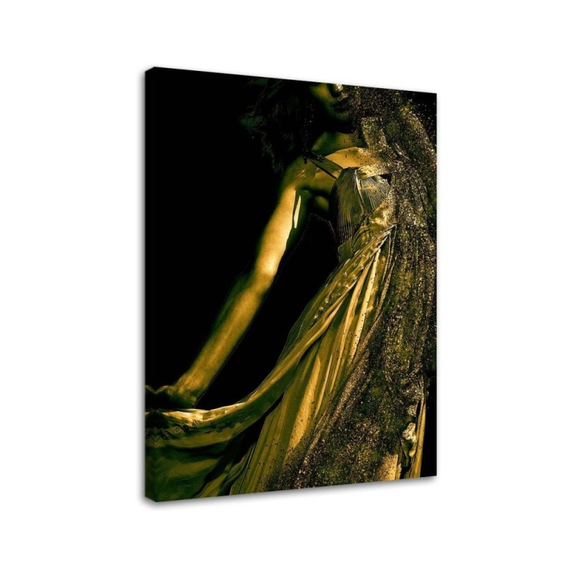 Leinwandbild - Frau im Goldstaub | Feeby