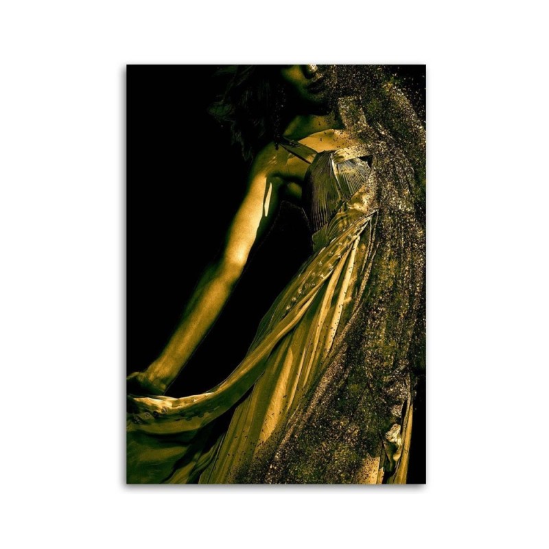 Leinwandbild - Frau im Goldstaub | Feeby