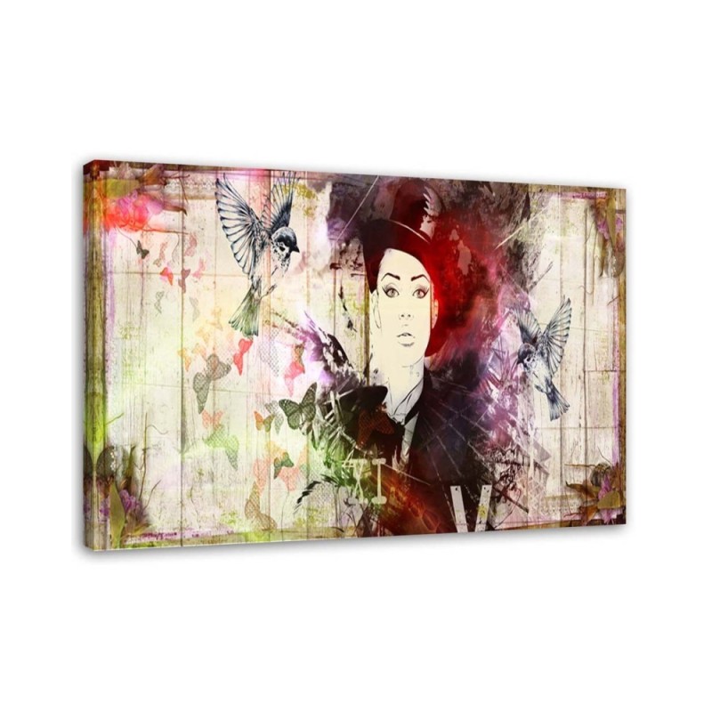 Leinwandbild - Mädchen mit Hut Shabby Chic | Feeby