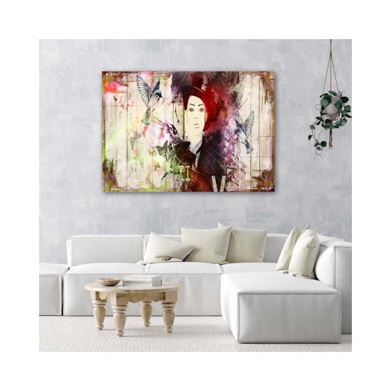 Leinwandbild - Mädchen mit Hut Shabby Chic | Feeby