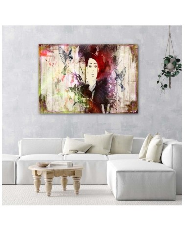 Leinwandbild - Mädchen mit Hut Shabby Chic | Feeby