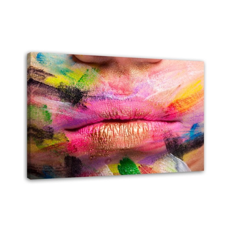 Leinwandbild - Bunte Lippen Abstrakt | Feeby