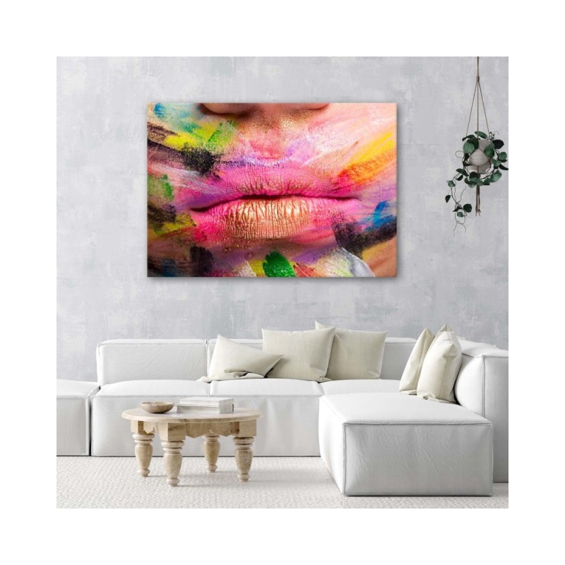 Leinwandbild - Bunte Lippen Abstrakt | Feeby