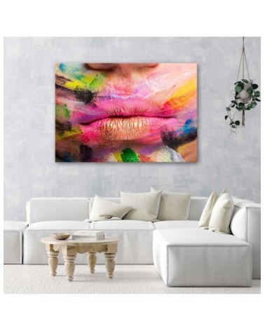 Leinwandbild - Bunte Lippen Abstrakt | Feeby