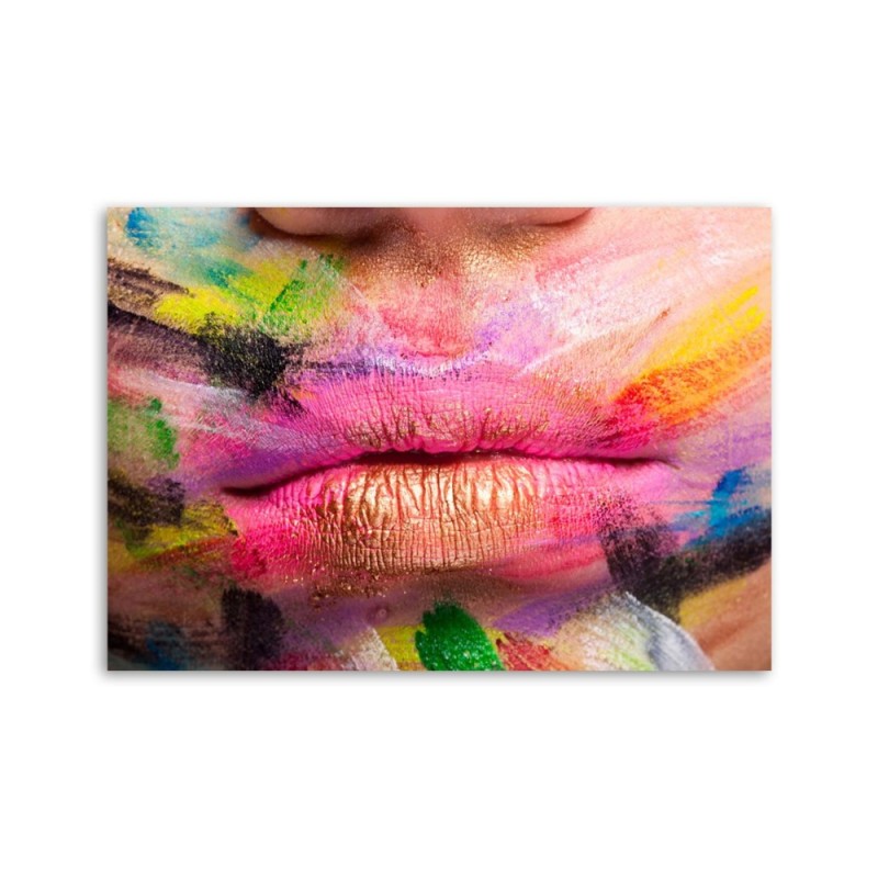 Leinwandbild - Bunte Lippen Abstrakt | Feeby