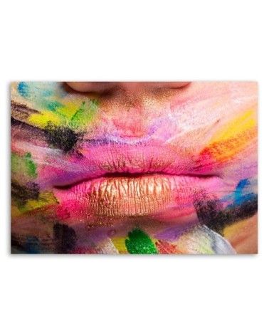 Leinwandbild - Bunte Lippen Abstrakt | Feeby